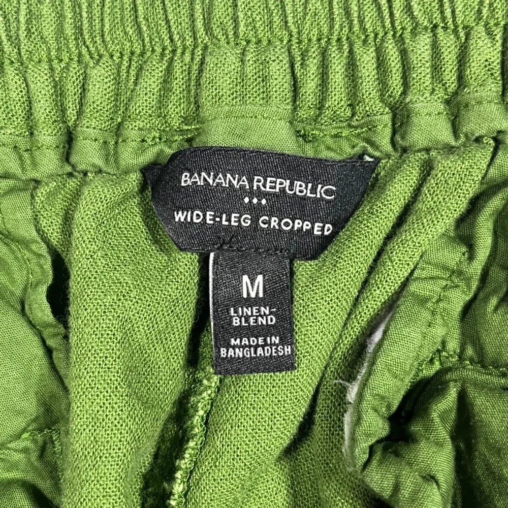Banana Republic Fisherman Granola Green Linen Wide Leg Pants Womens Medium Boho